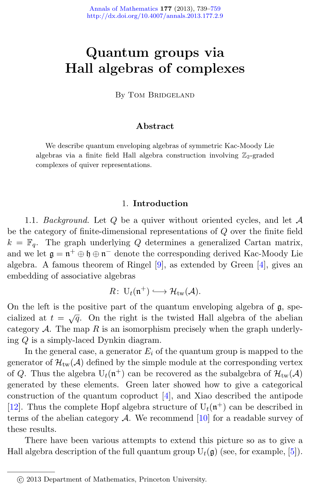 Quantum Groups Via Hall Algebras of Complexes