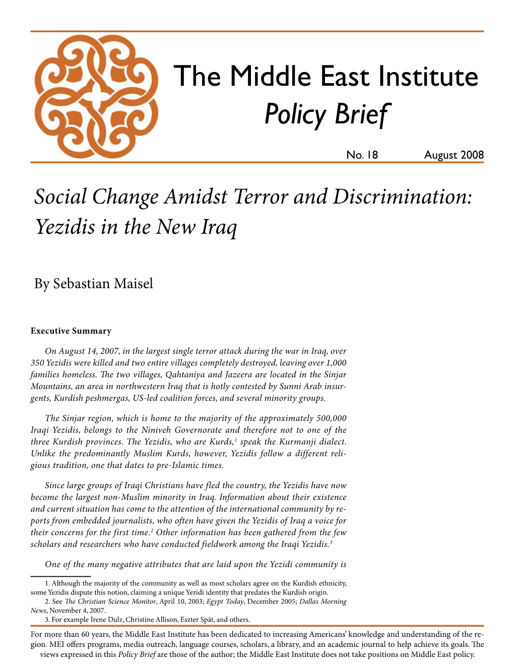 Social Change Amidst Terror and Discrimination: Yezidis in the New Iraq