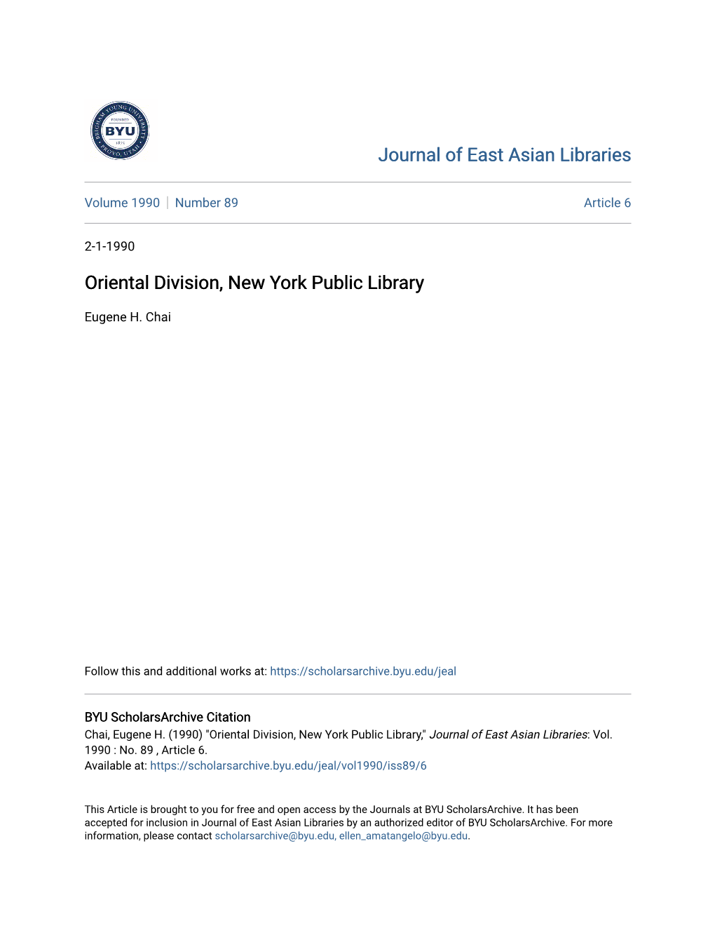Oriental Division, New York Public Library