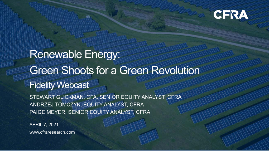 Renewable Energy: Green Shoots for a Green Revolution