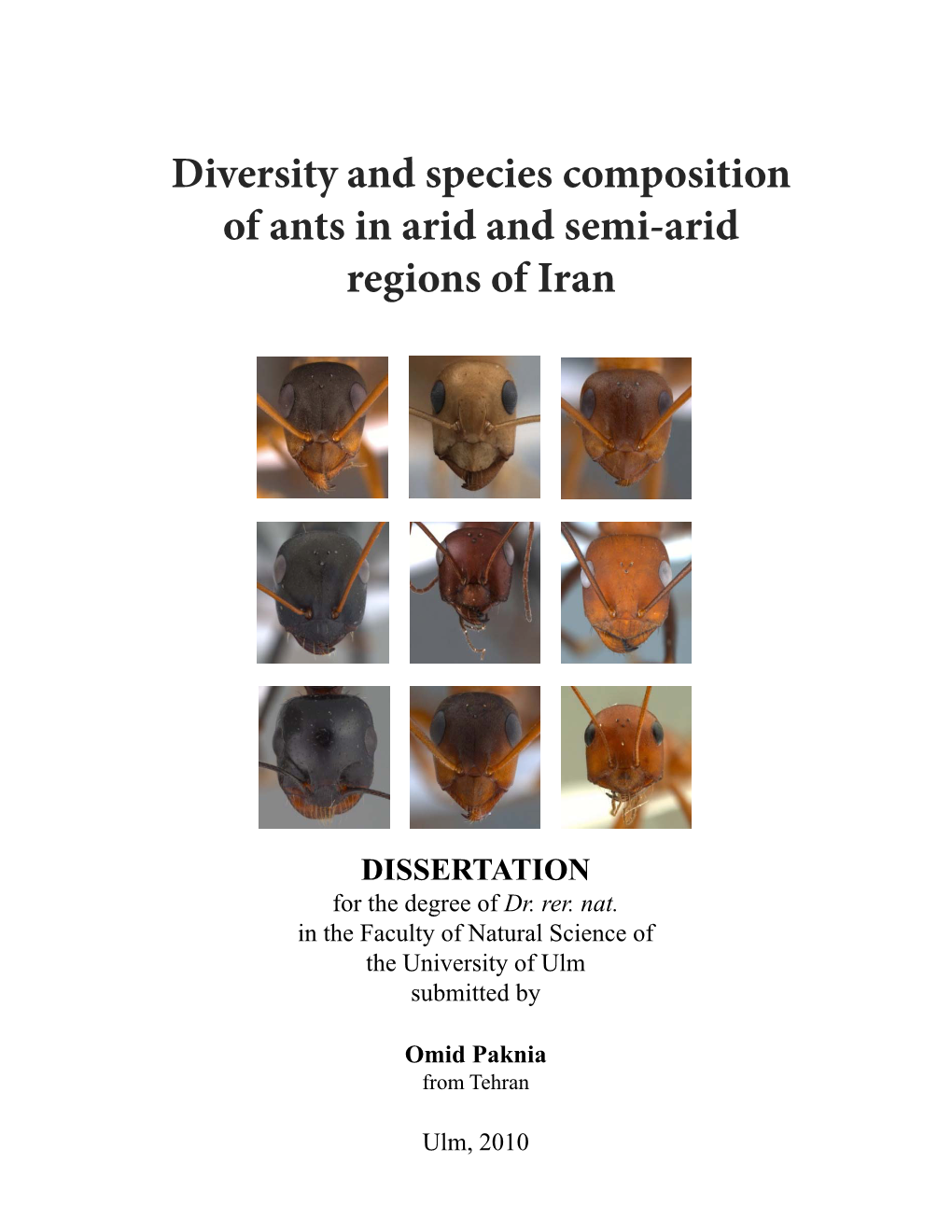 Di It D I Iti Diversity and Species Composition of Ants in Arid and Semi