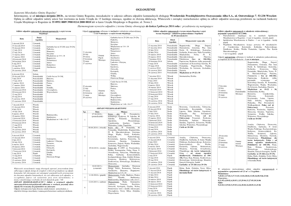 Harmonogram Wywozów W Formacie .Pdf