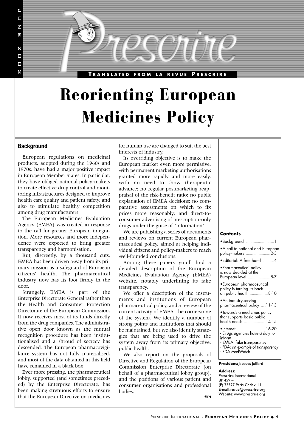 Reorienting European Medicines Policy