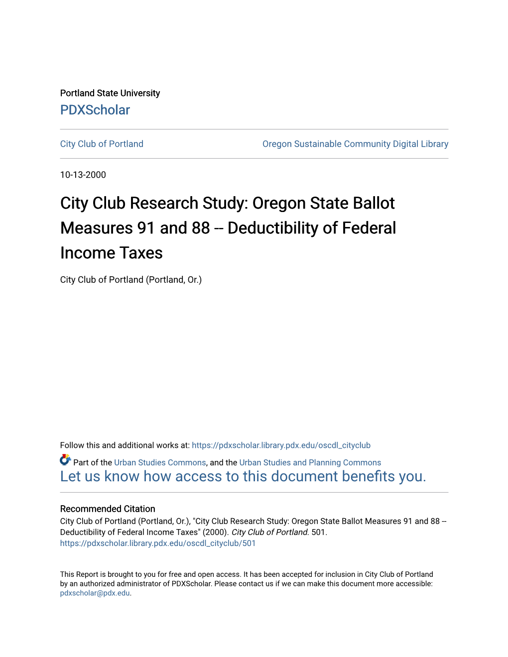 Deductibility of Federal Income Taxes