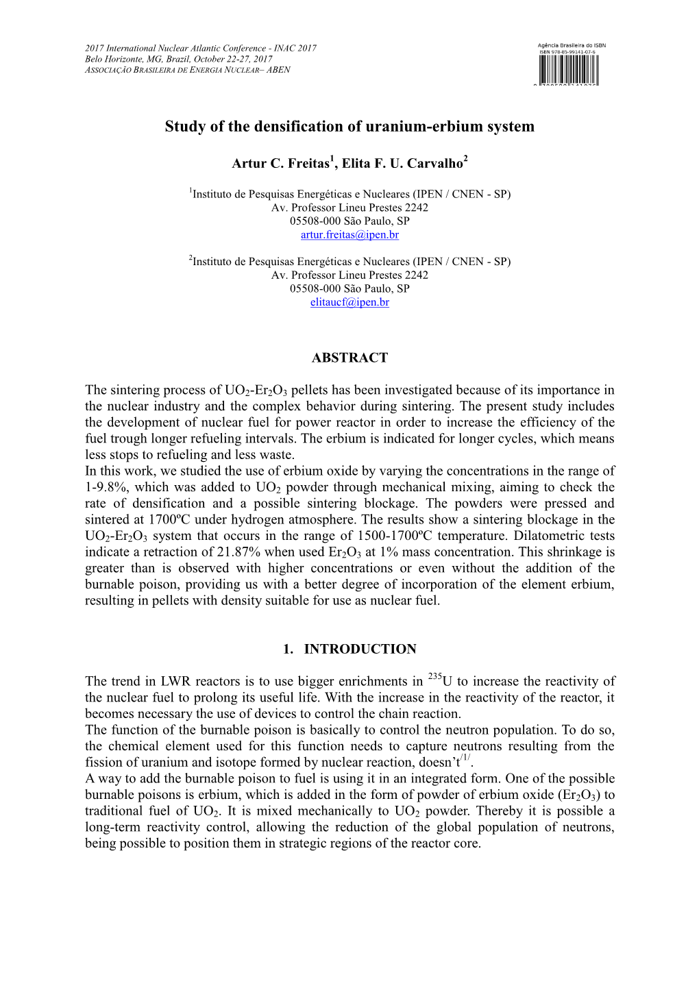 Study of the Densification of Uranium-Erbium System