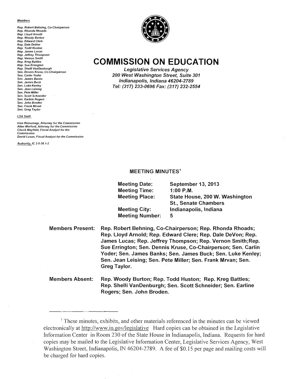 COMMISSION on EDUCATION Rep