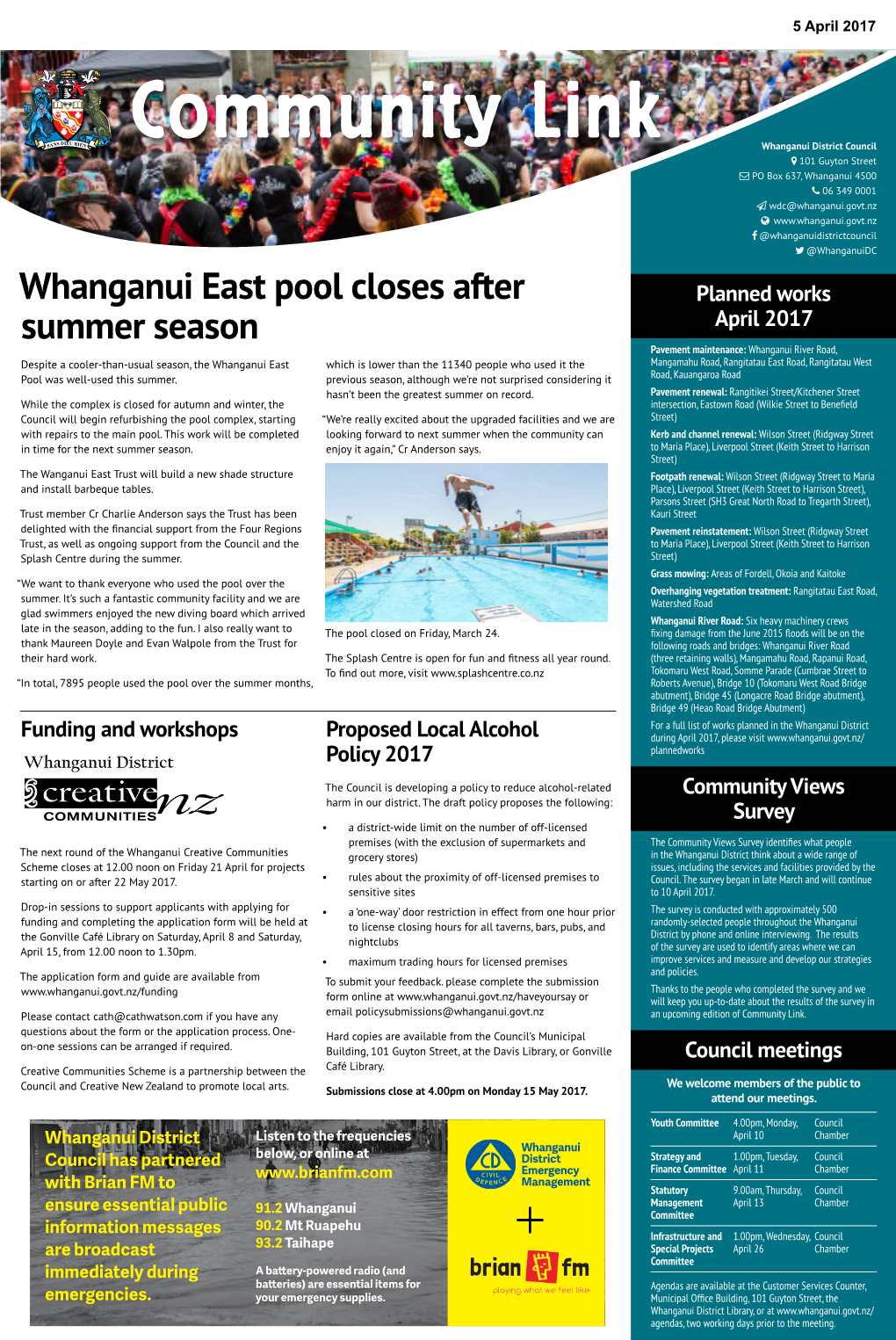 Whanganui East Pool Closes After Summer Season