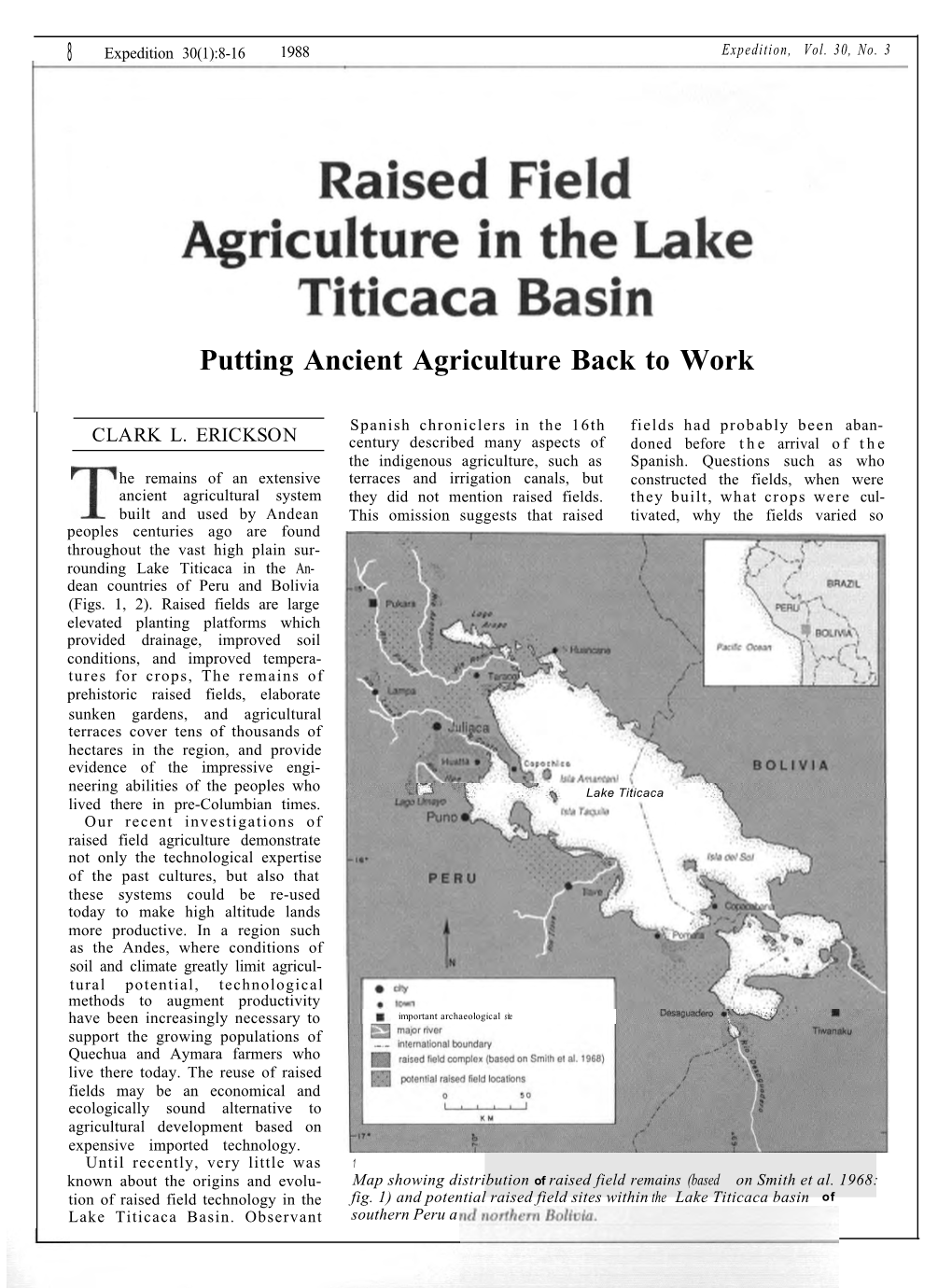 Raised Field Agriculture in the Lake Titicaca Basin