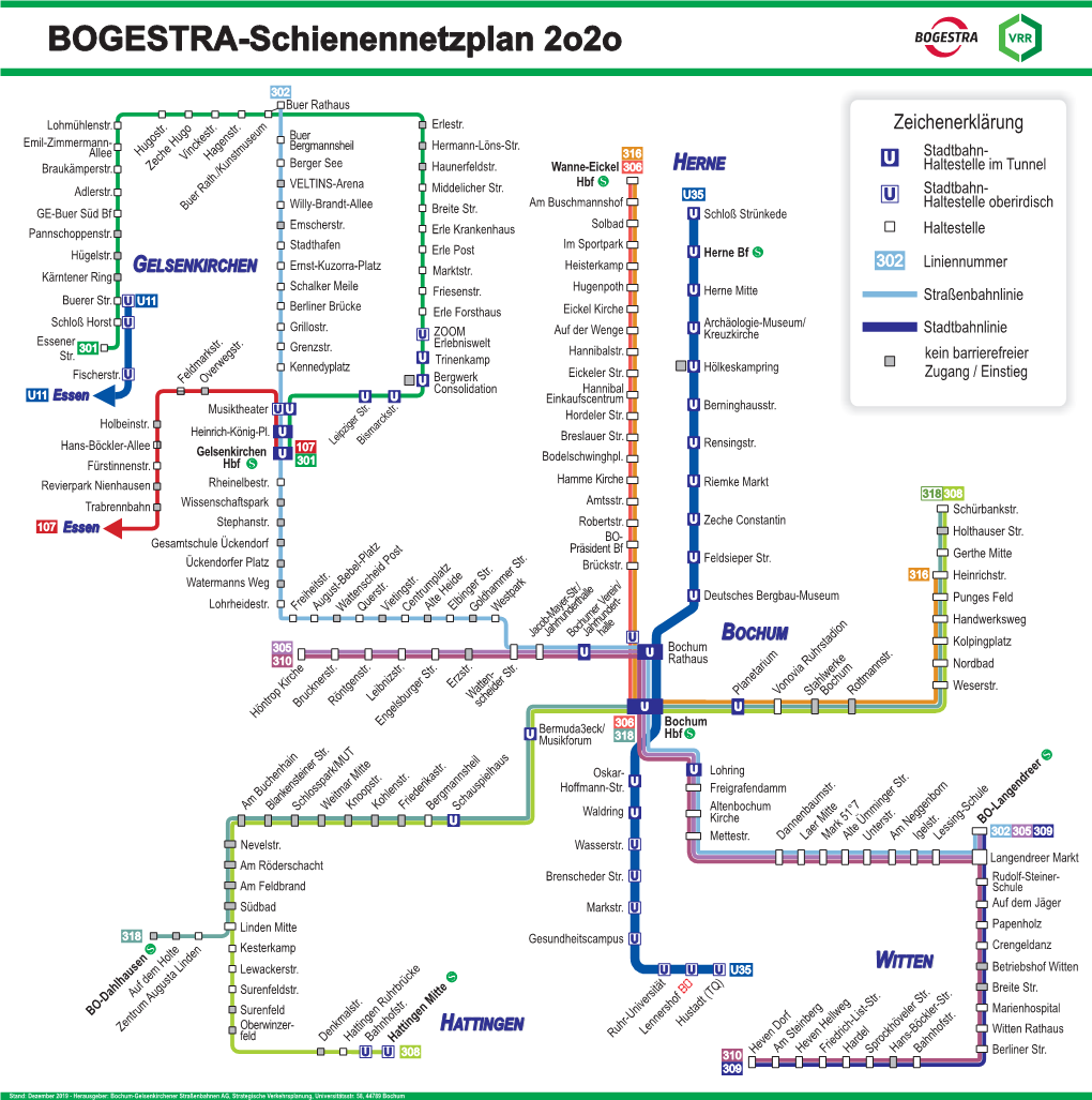 BOGESTRA-Schienennetzplan 2O2o