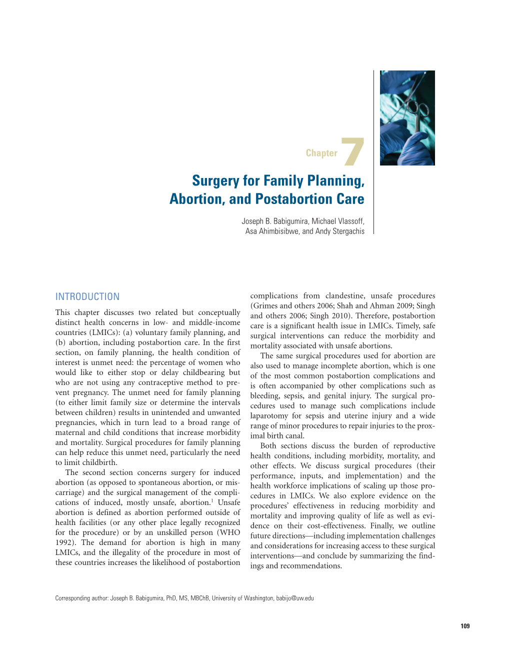 Essential Surgery Table 7.1 Primary Contraceptive Methods by Degree of Surgical Involvement