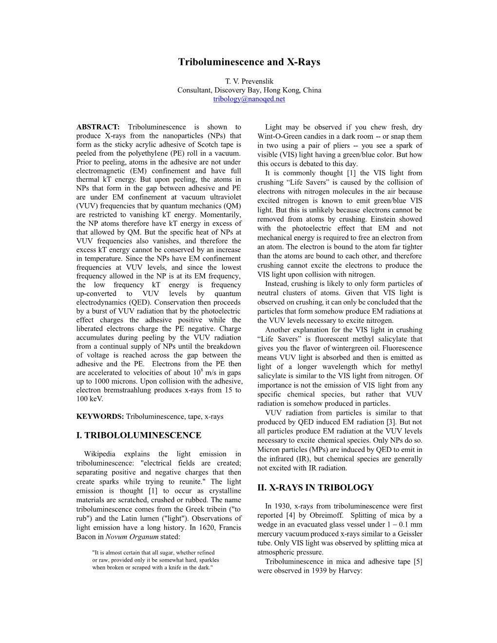 Triboluminescence and X-Rays