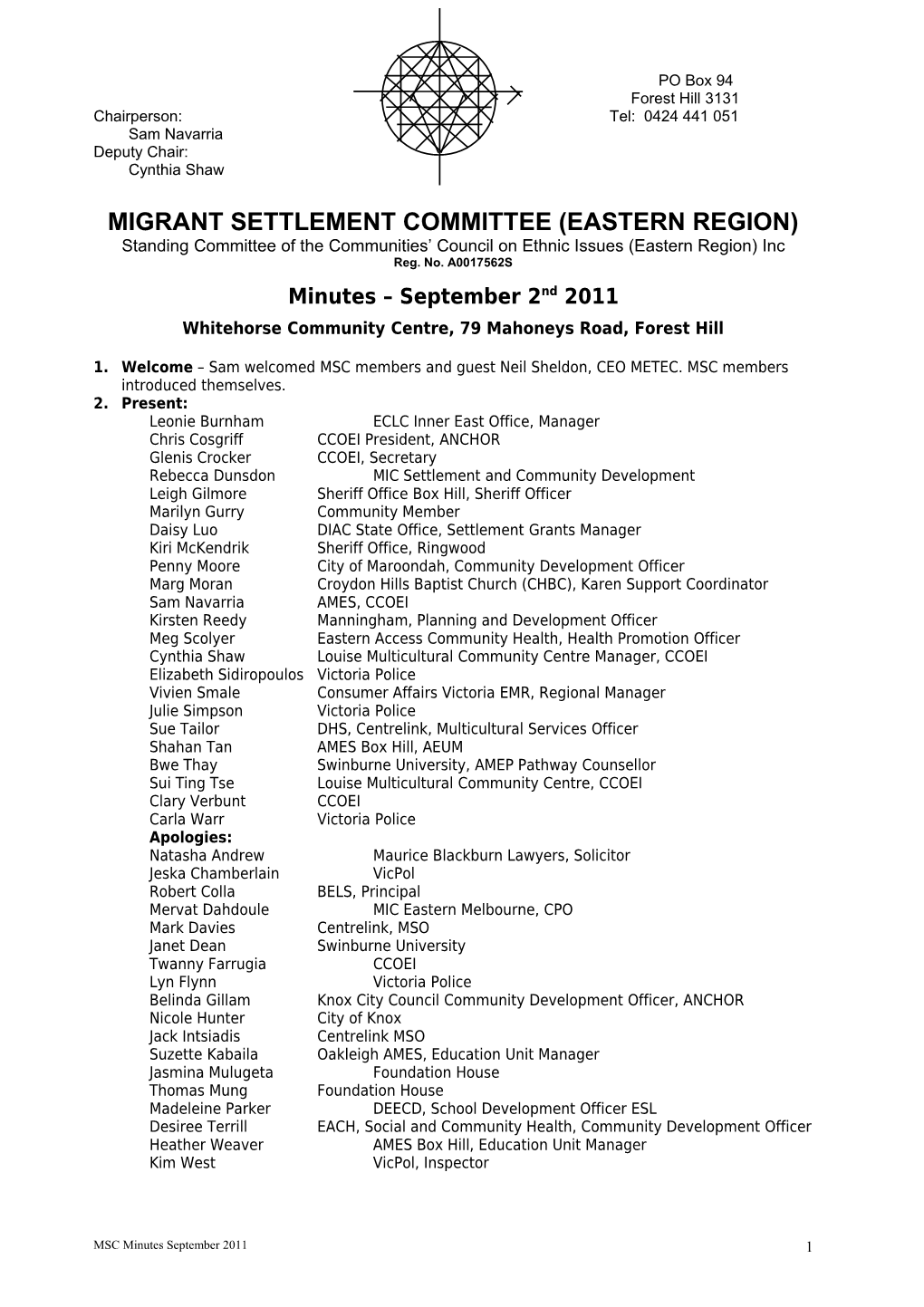 Migrant Settlement Committee (Eastern Region)