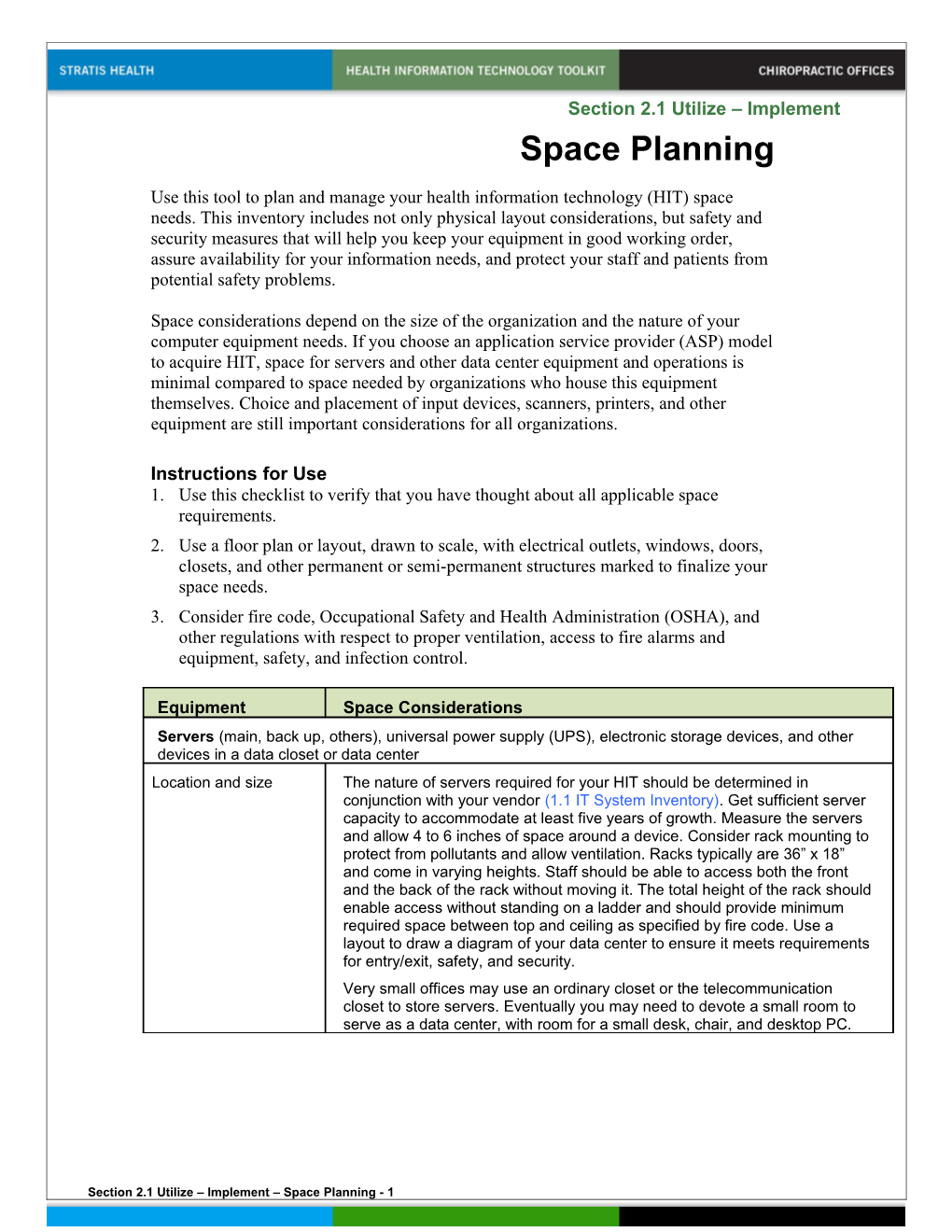 Section 2.1 Utilize Implement