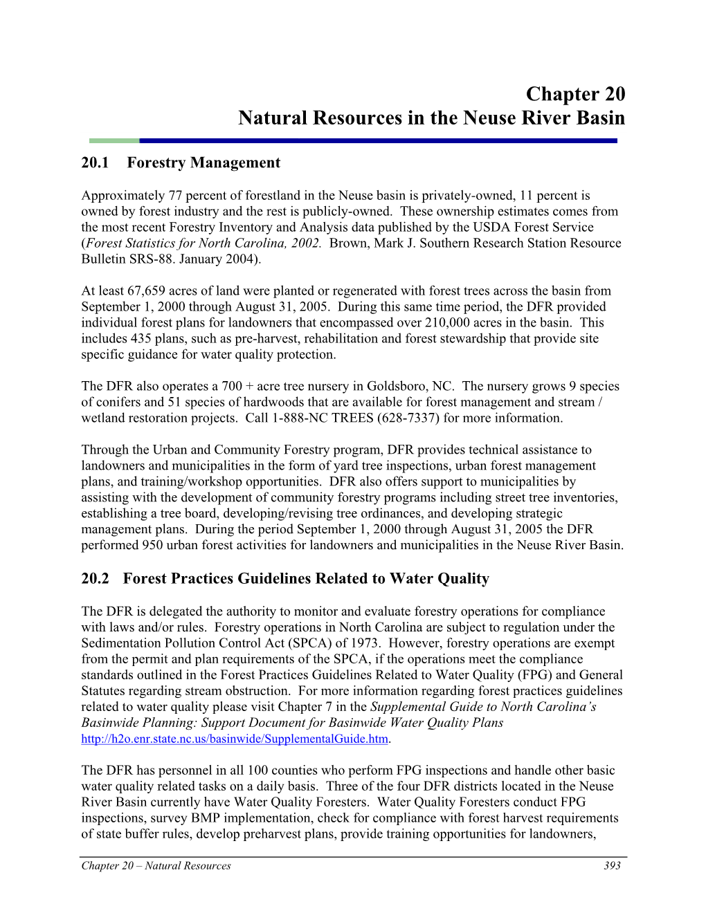Natural Resources in the Neuse River Basin