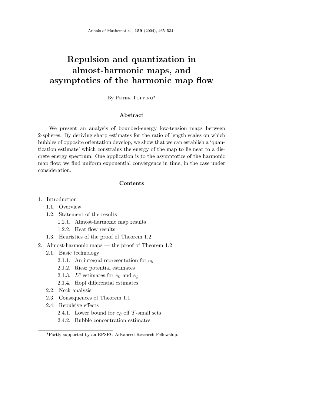 Repulsion and Quantization in Almost-Harmonic Maps, and Asymptotics of the Harmonic Map ﬂow