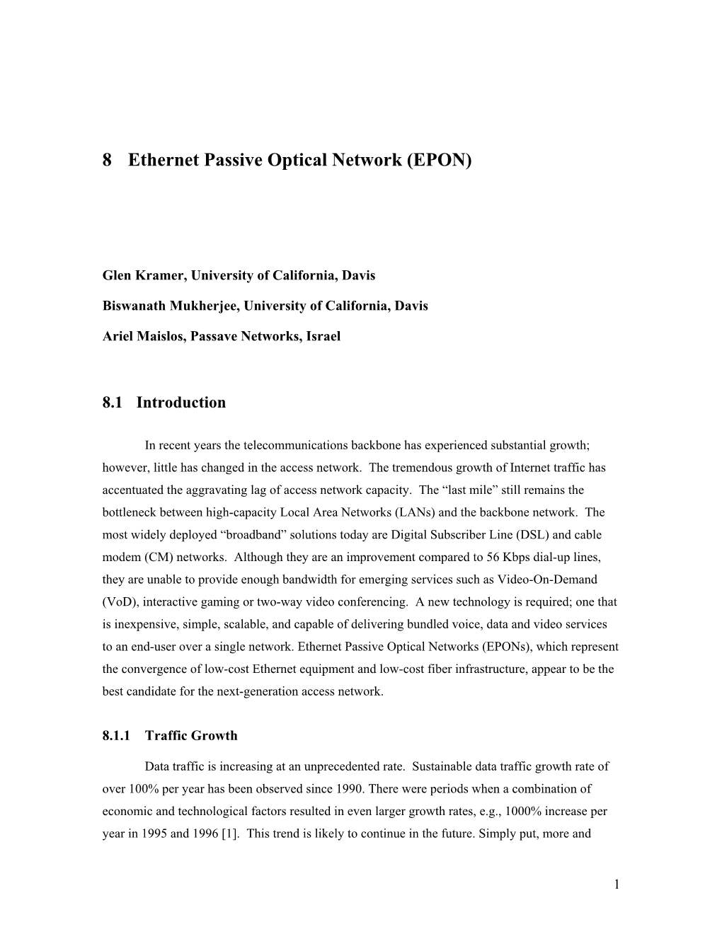 8 Ethernet Passive Optical Network (EPON)