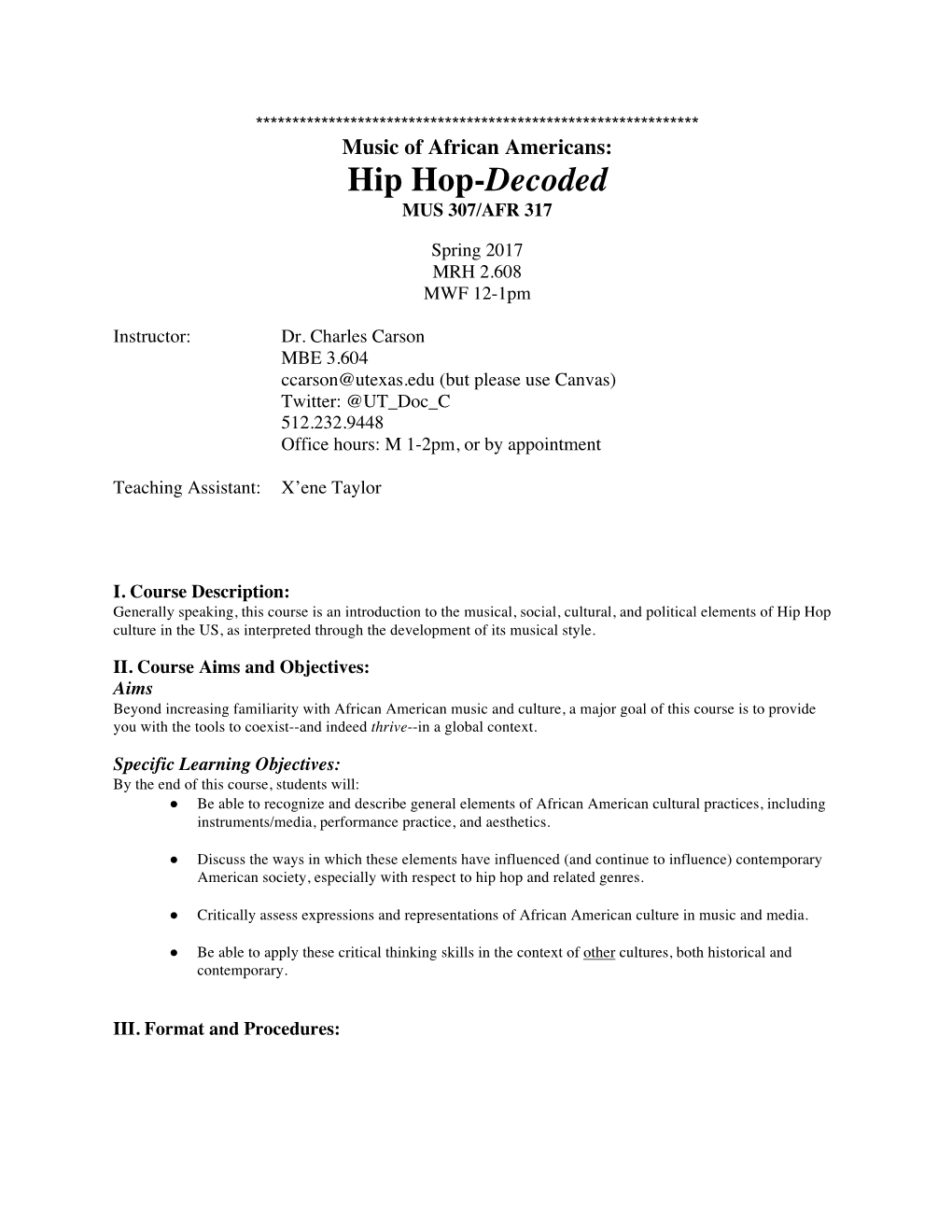 Hip Hop-Decoded MUS 307/AFR 317