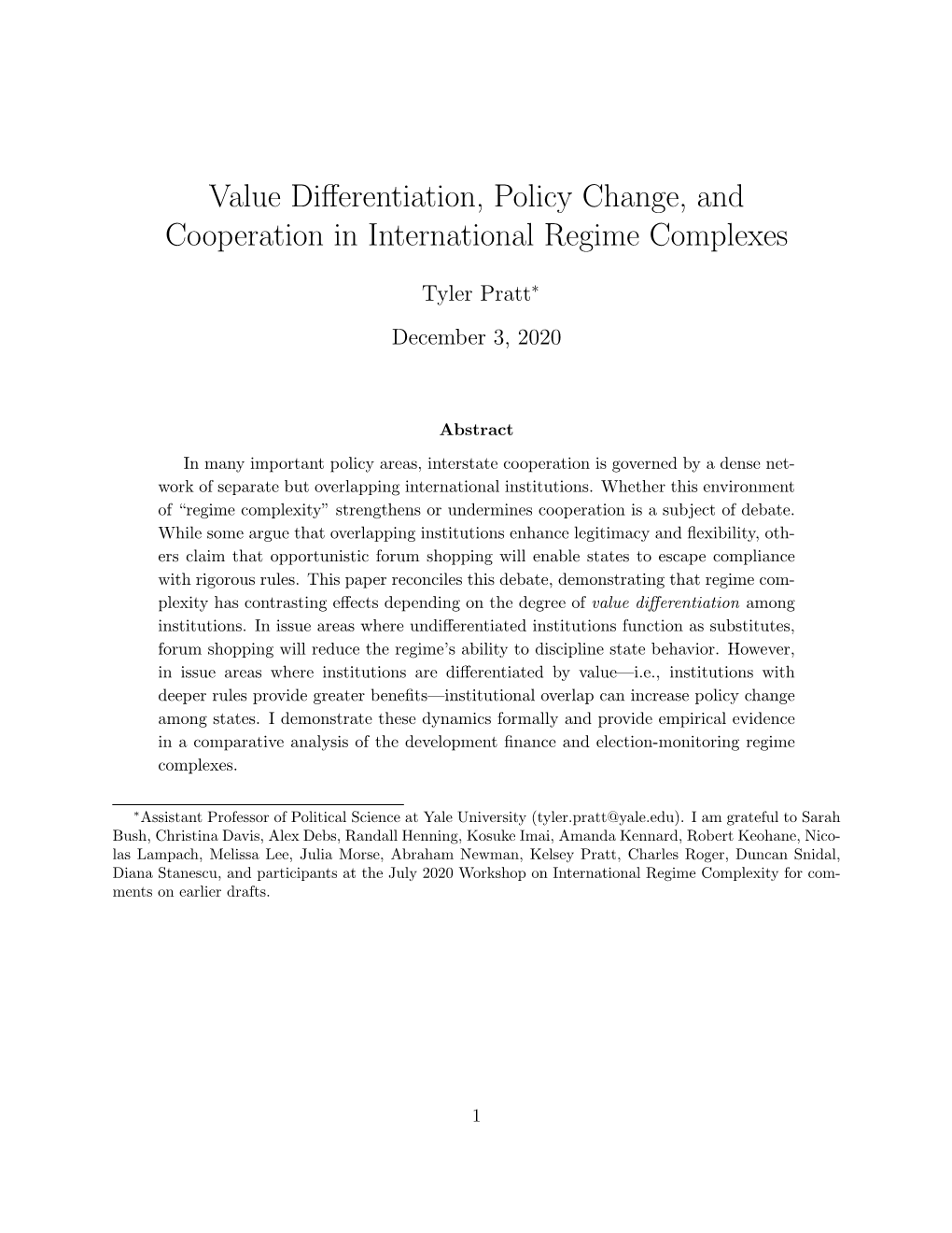 Value Differentiation, Policy Change, and Cooperation in International