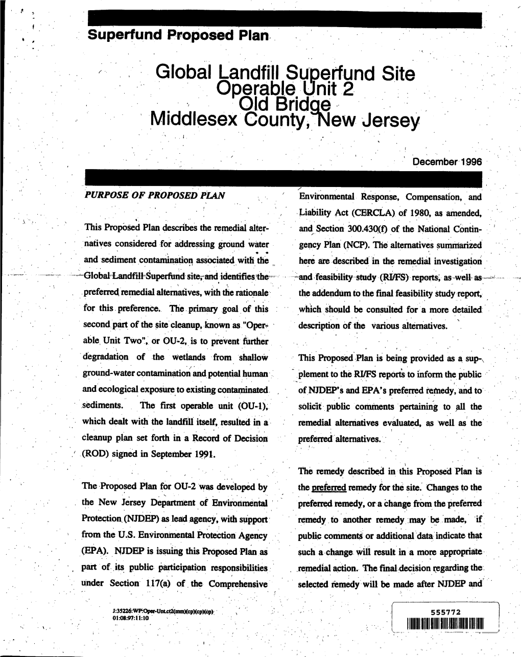 Proposed Plan for Ou2 for the Global Sanitary