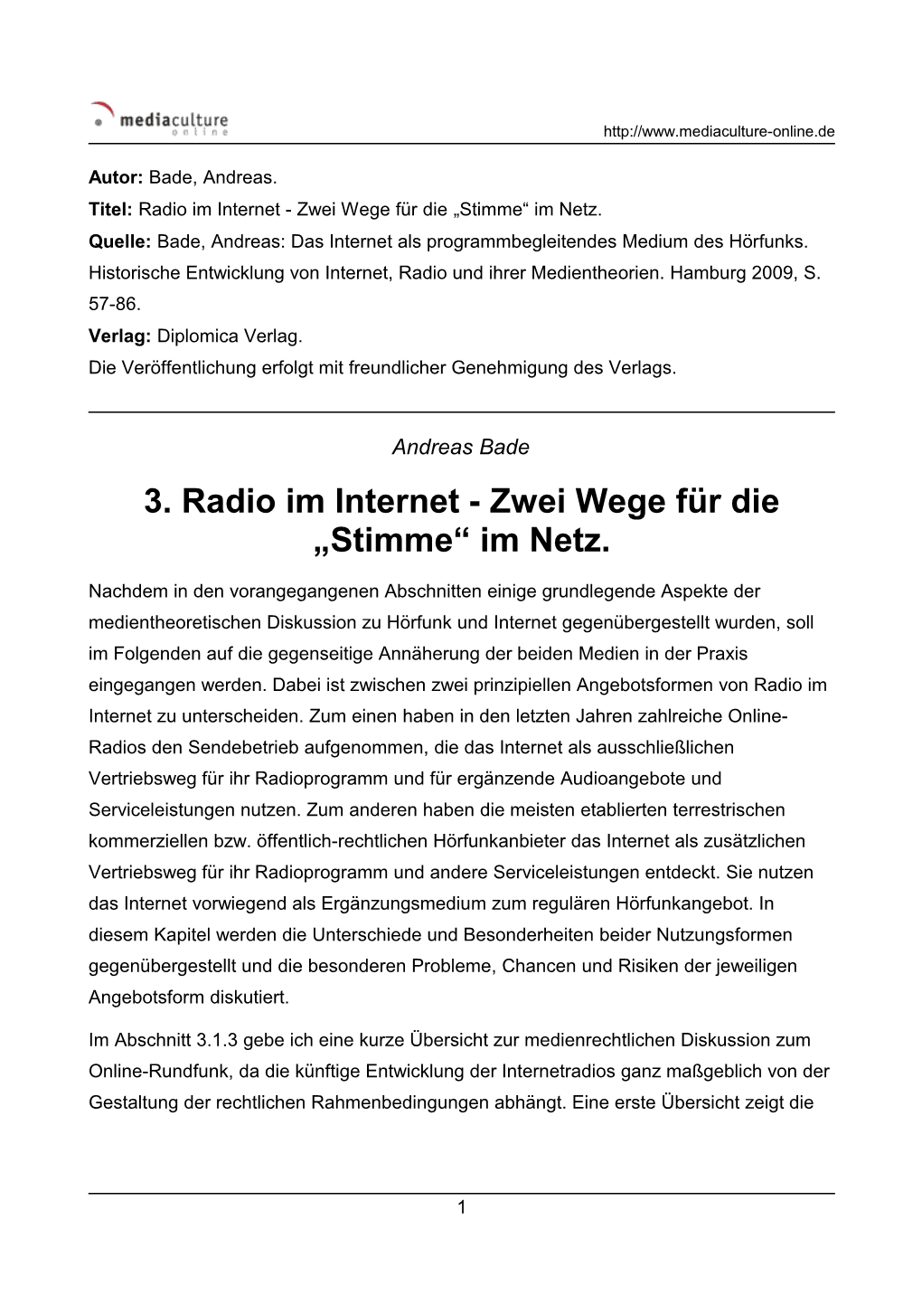 3. Radio Im Internet - Zwei Wege Für Die „Stimme“ Im Netz