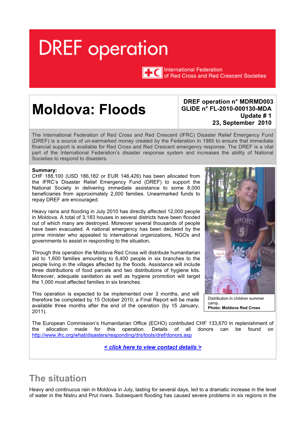 Moldova: Floods Update # 1 23, September 2010