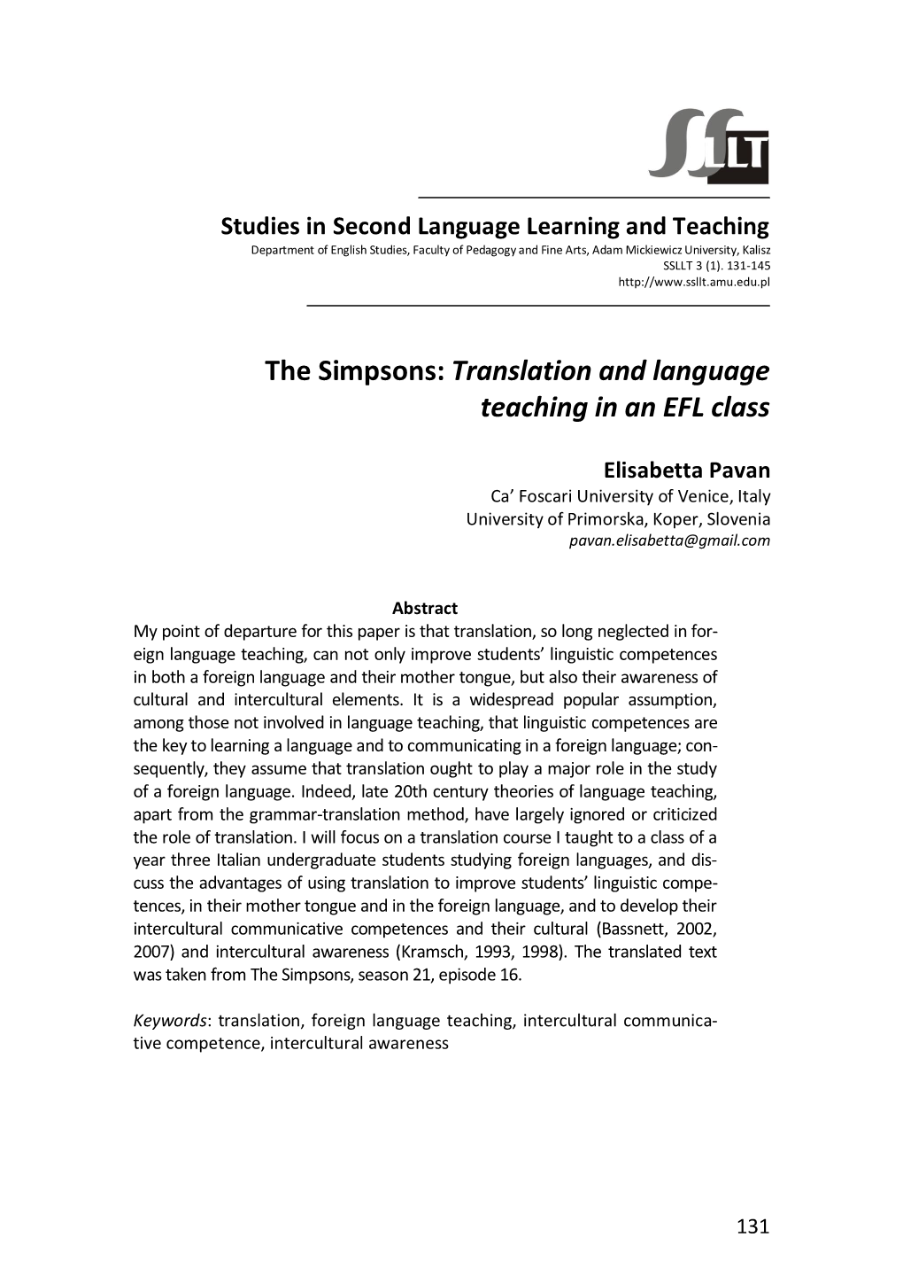 The Simpsons: Translation and Language Teaching in an EFL Class