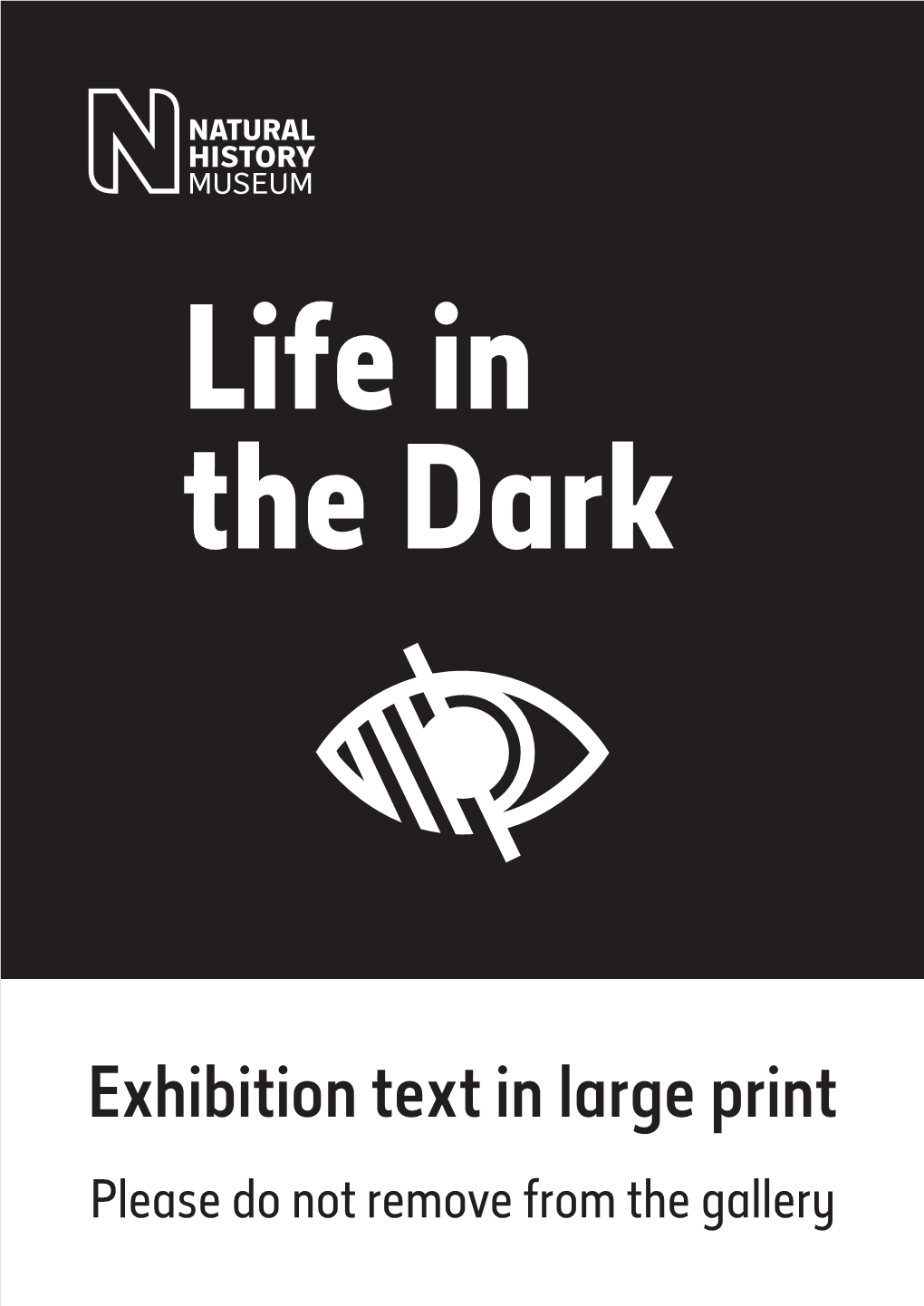 Exhibition Text in Large Print Please Do Not Remove from the Gallery This Large Print Guide Has Been Produced for Life in the Dark