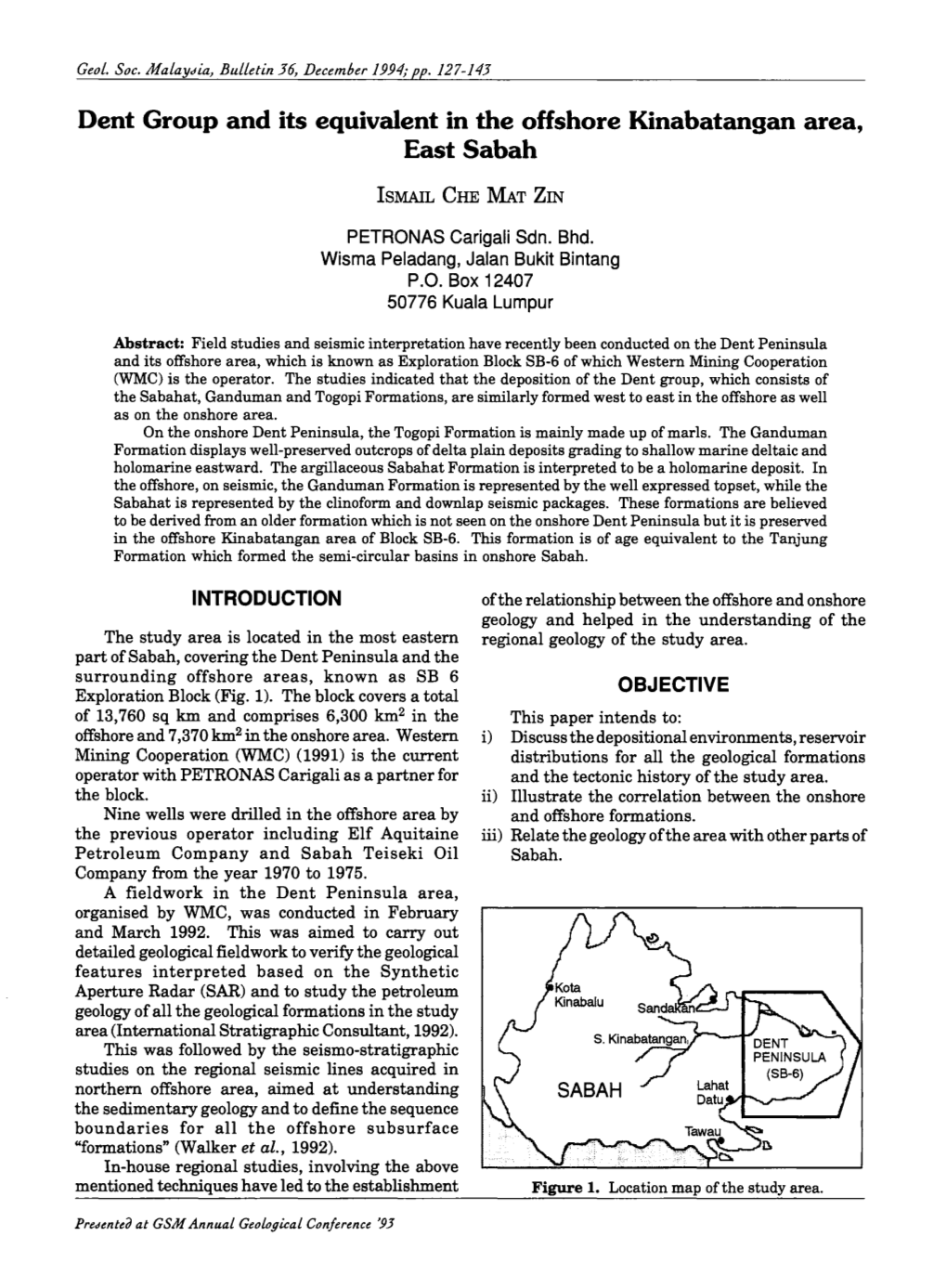 Dent Group and Its Equivalent in the Offshore Kinabatangan Area, East Sabah