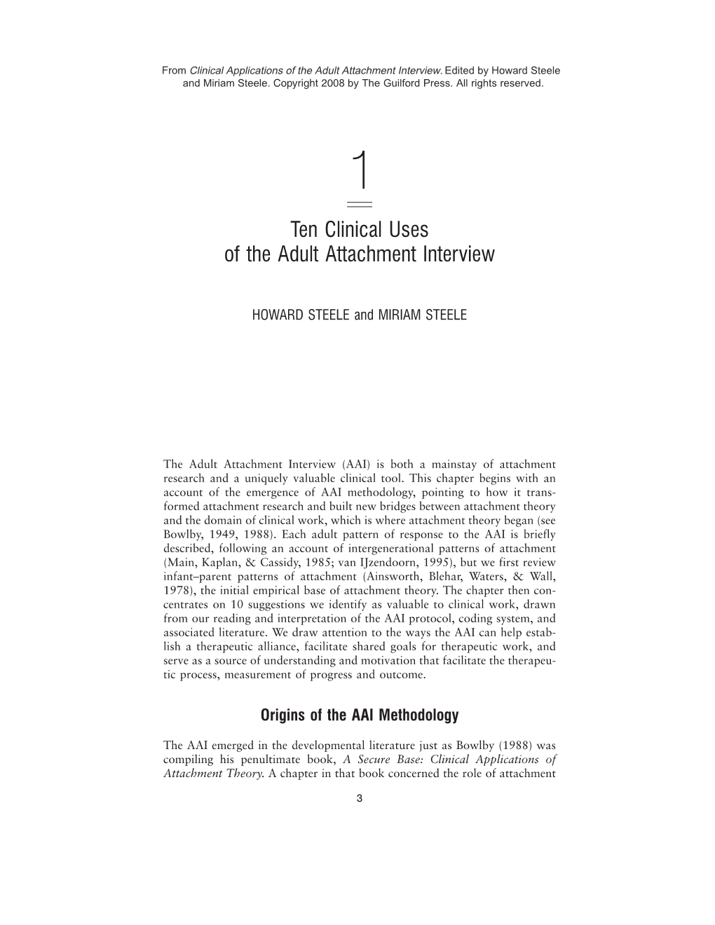 Ten Clinical Uses of the Adult Attachment Interview. in H