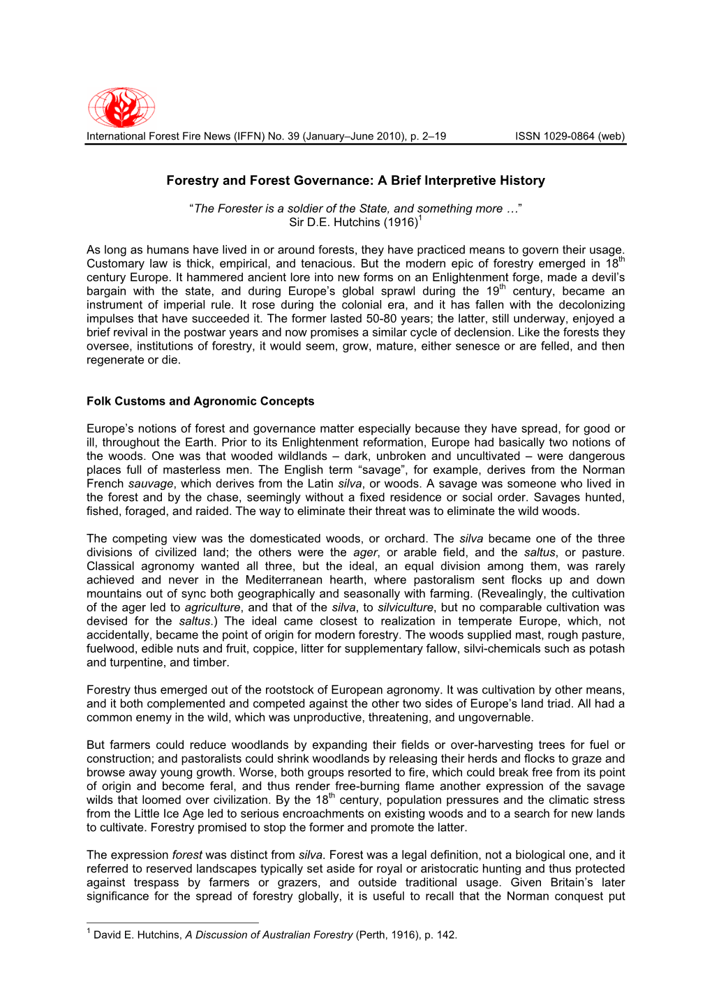 Forestry and Forest Governance: a Brief Interpretive History