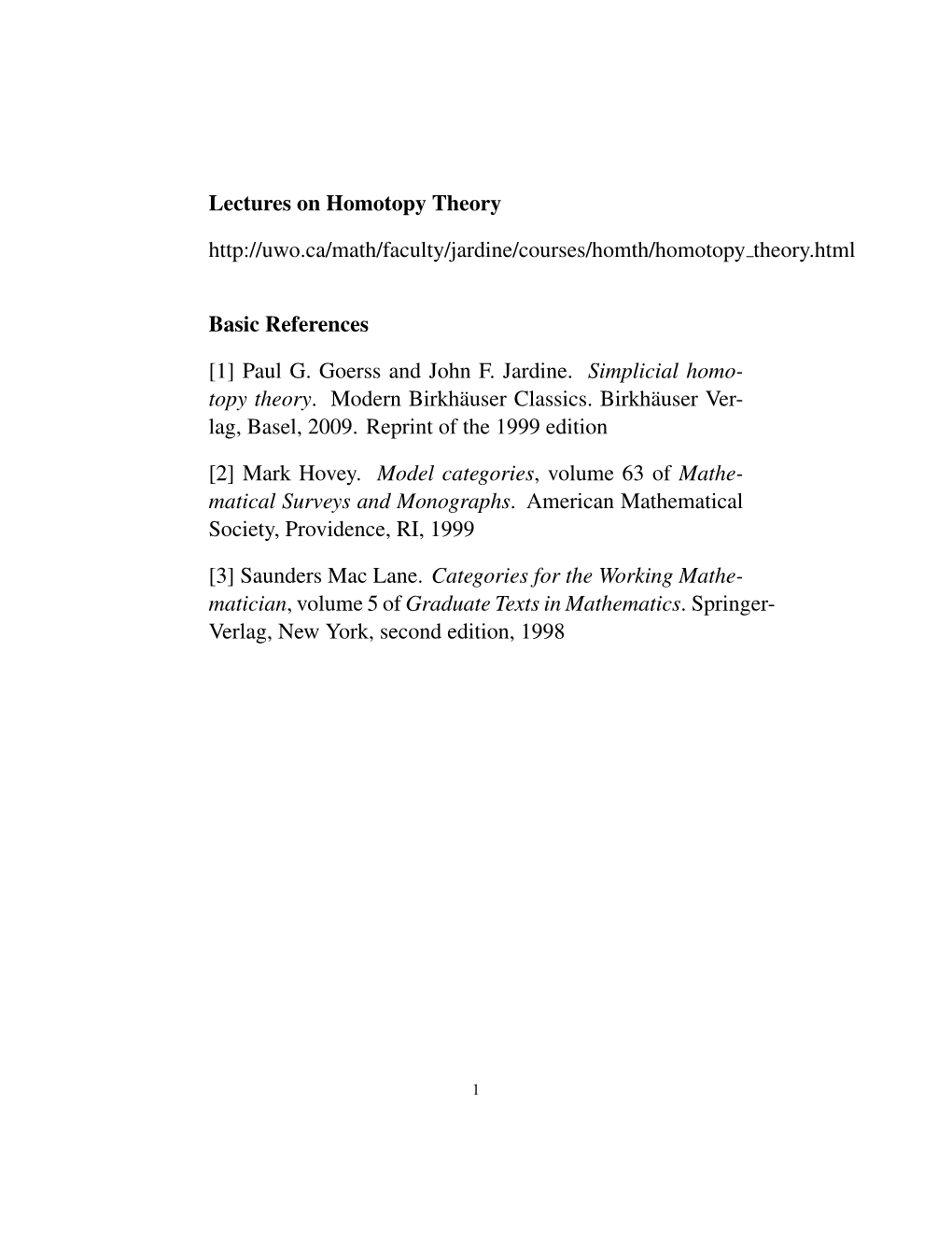 Lecture 01: Homological Algebra