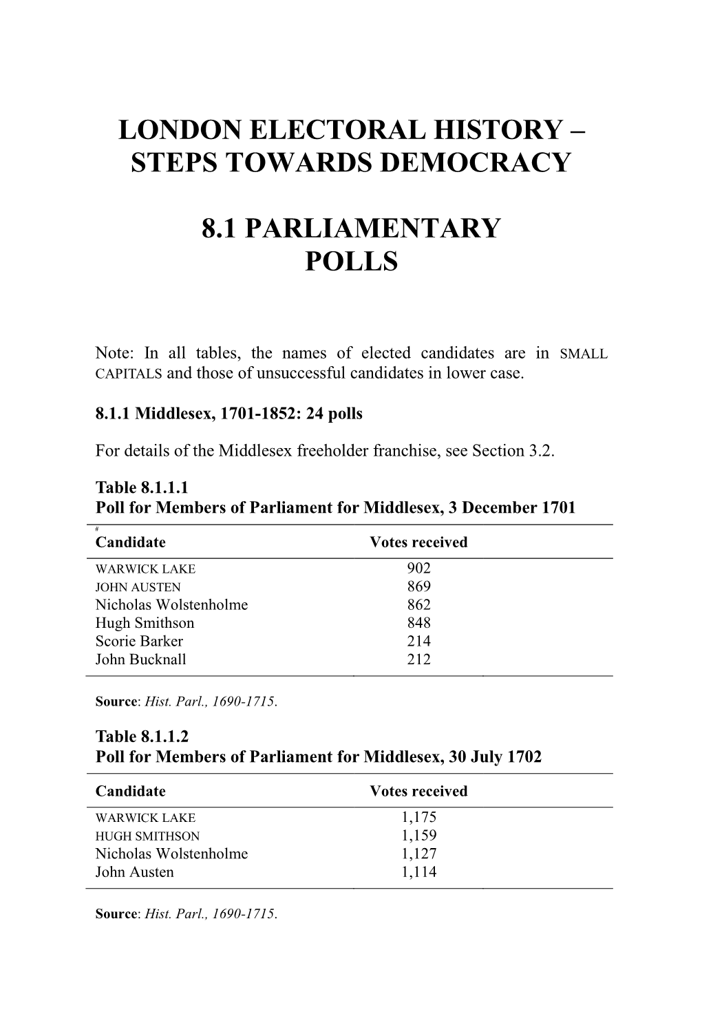 Steps Towards Democracy 8.1 Parliamentary Polls