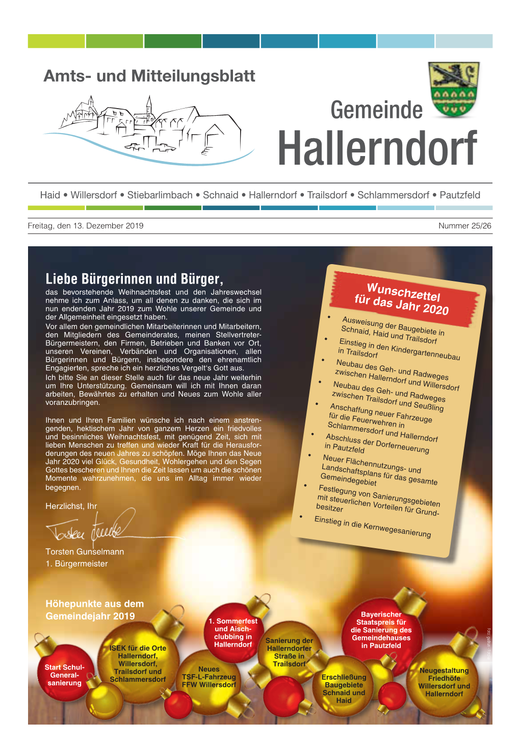 Gemeindeblatt Vom 13.12.2019 Downloaden