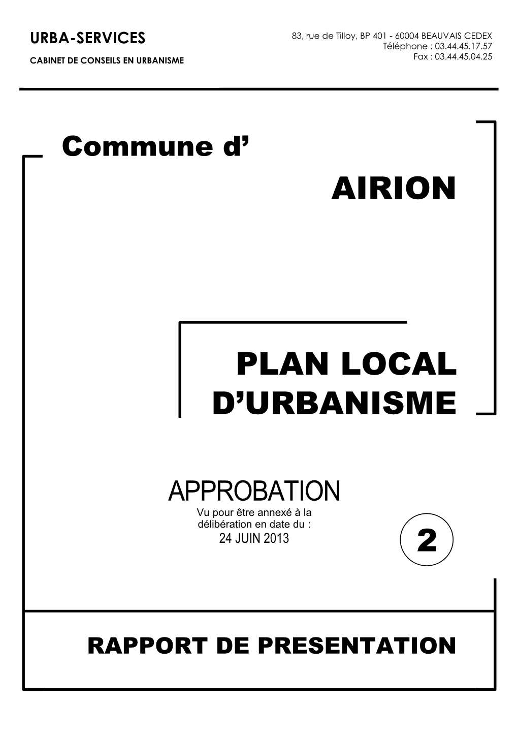 Plan Local D'urbanisme Airion 2