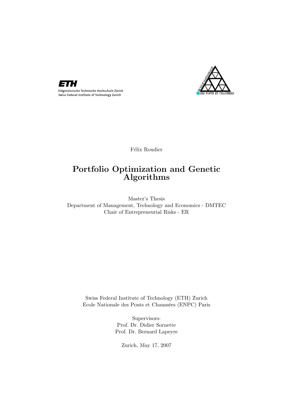 Portfolio Optimization and Genetic Algorithms