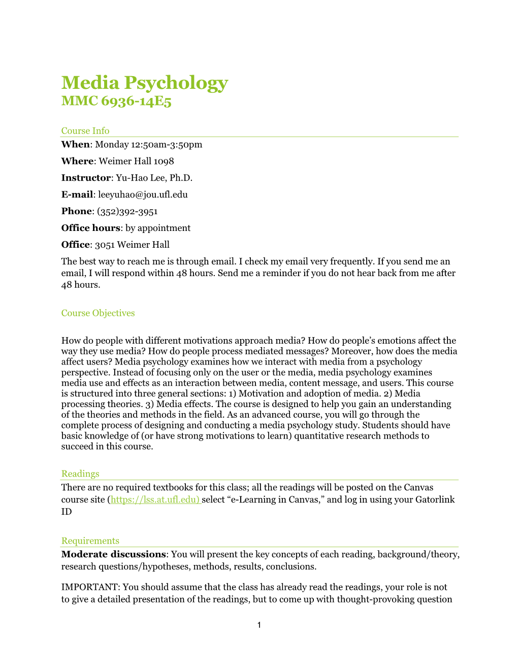 Media Psychology MMC 6936-14E5