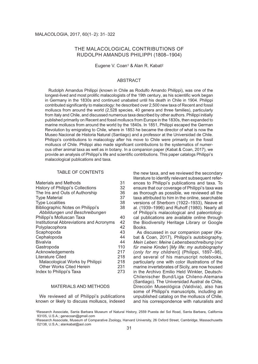 The Malacological Contributions of Rudolph Amandus Philippi (1808–1904)