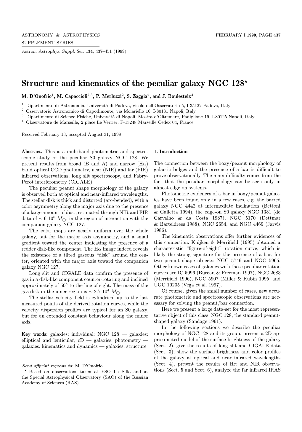 Structure and Kinematics of the Peculiar Galaxy NGC 128?