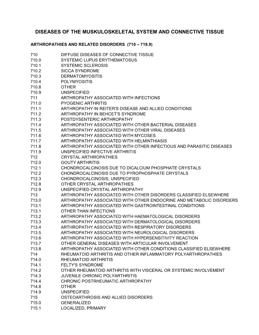 Diseases of the Musculoskeletal System and Connective Tissue