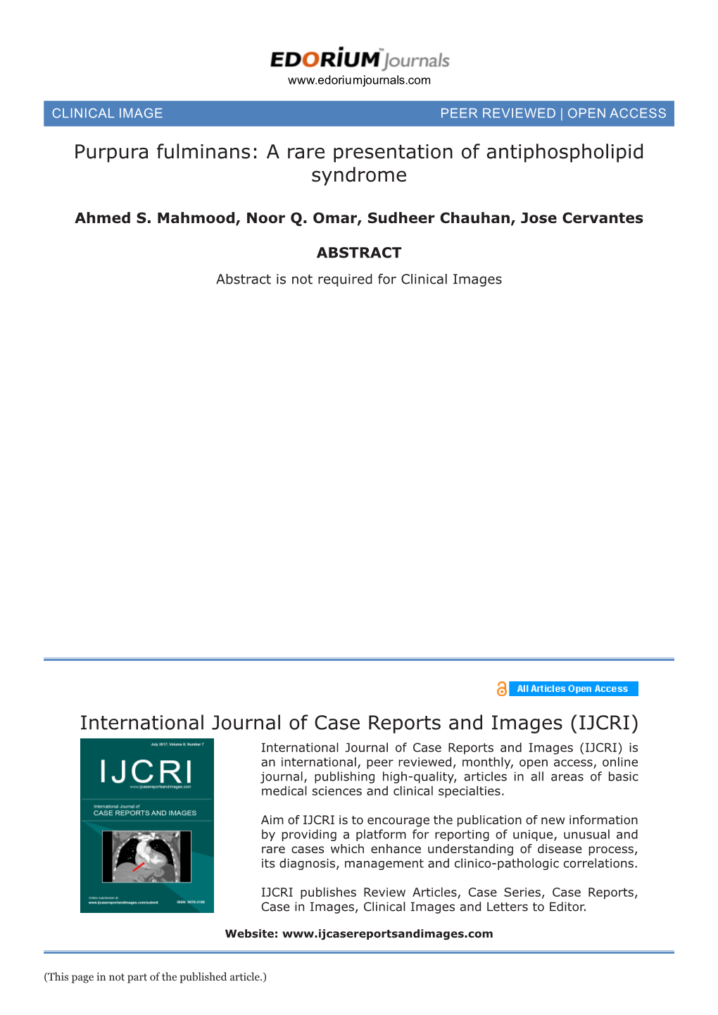 International Journal of Case Reports and Images (IJCRI) Purpura