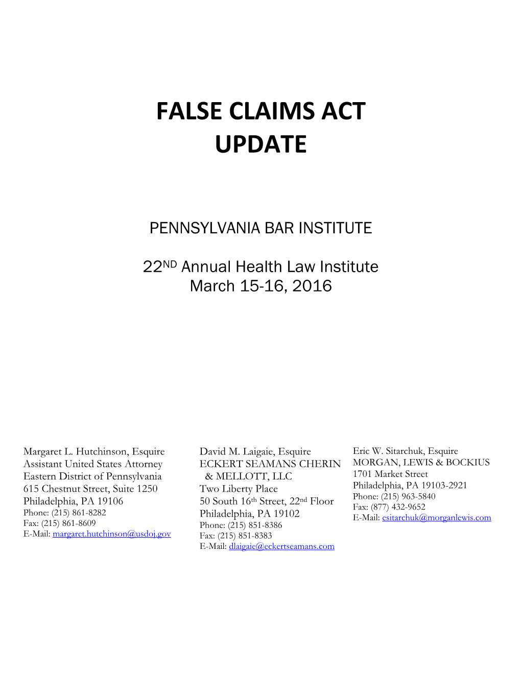 False Claims Act Update