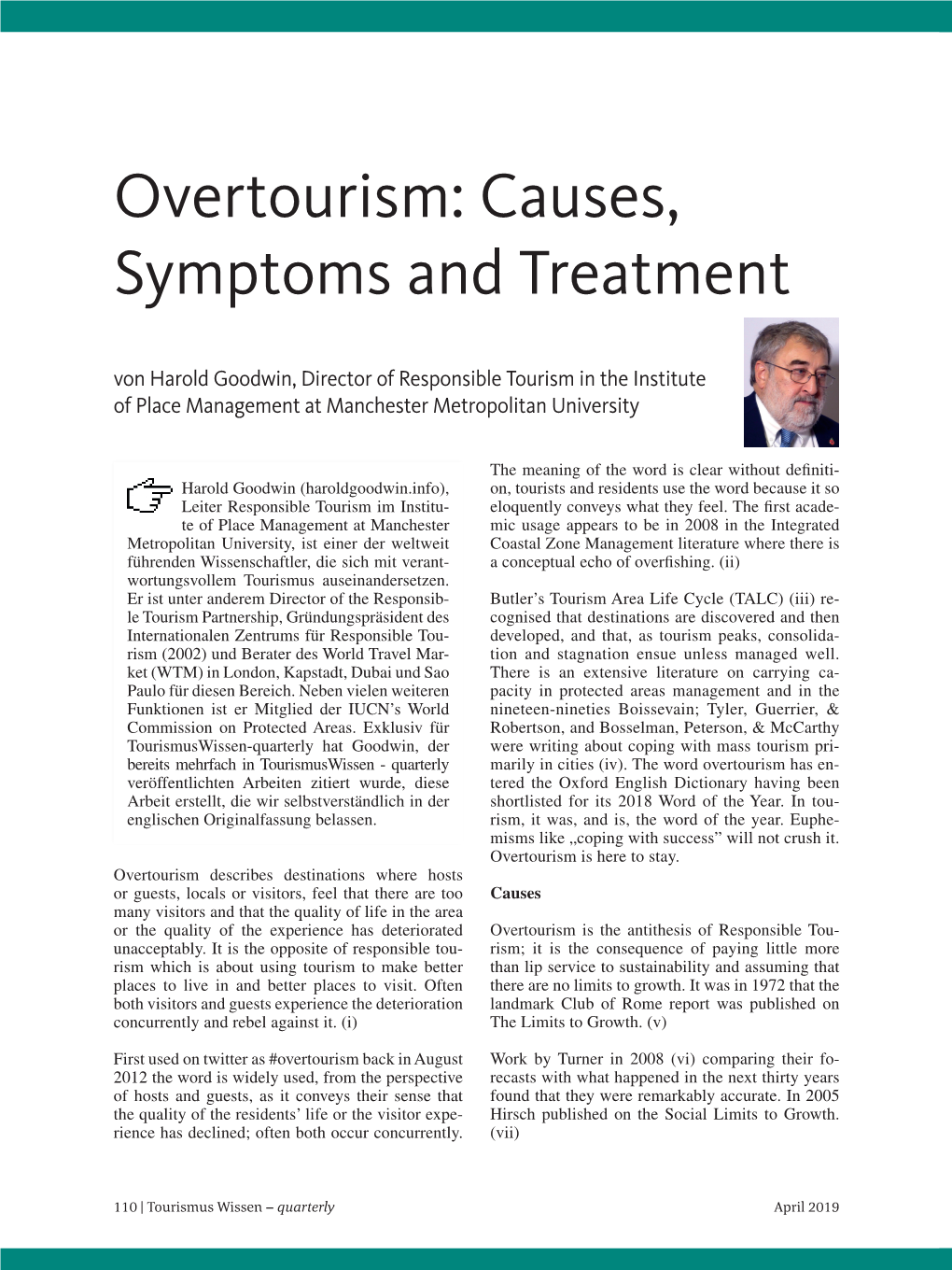 Overtourism: Causes, Symptoms and Treatment