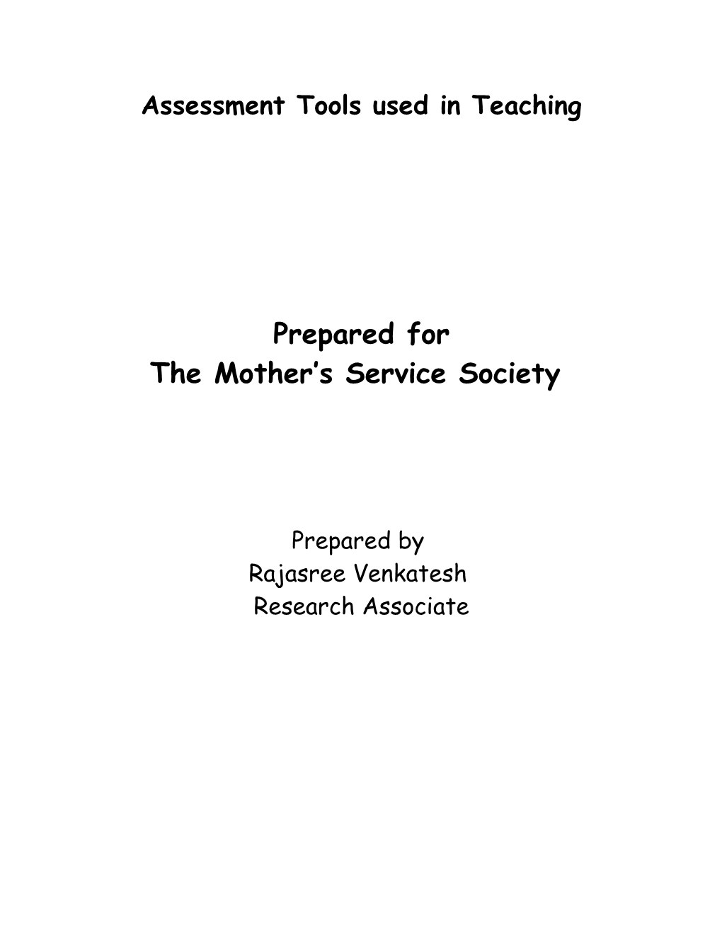 Assessment Tools Used in Teaching