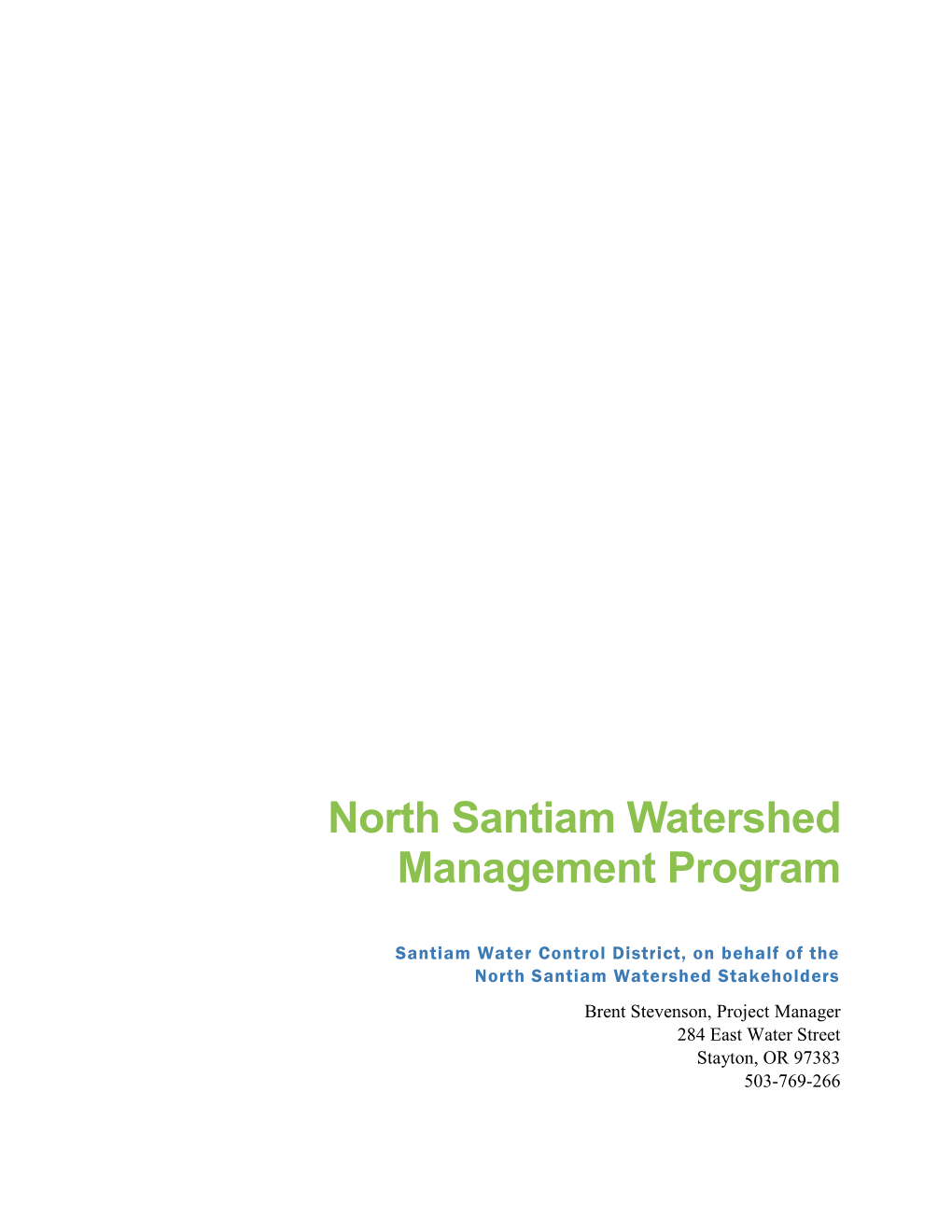 North Santiam Watershed Management Program