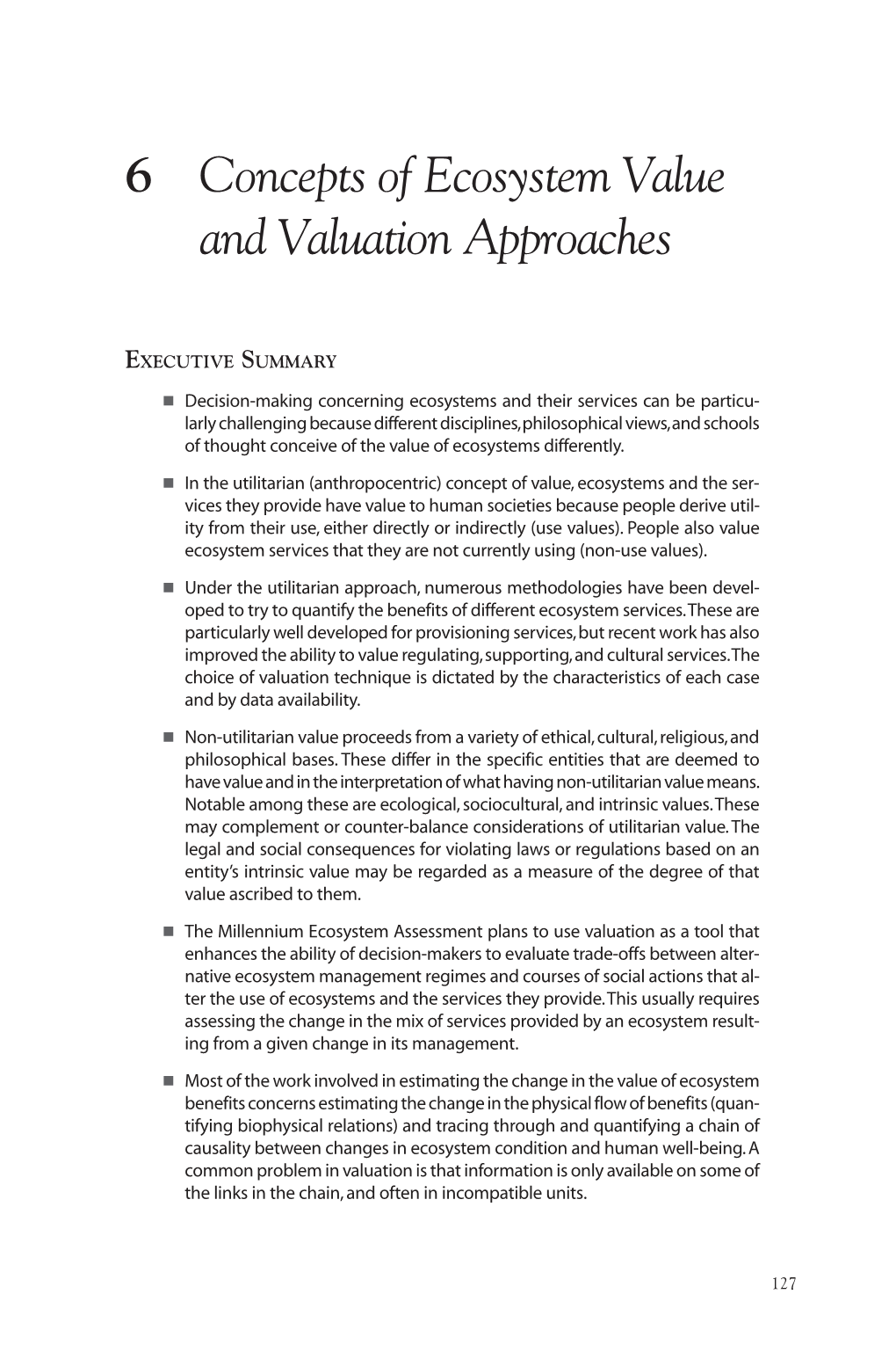 Ecosystems and Human Well-Being: a Framework for Assessment