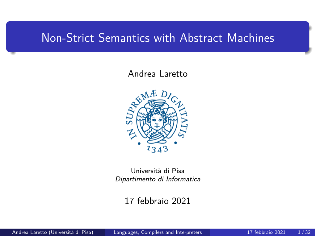 Non-Strict Semantics with Abstract Machines