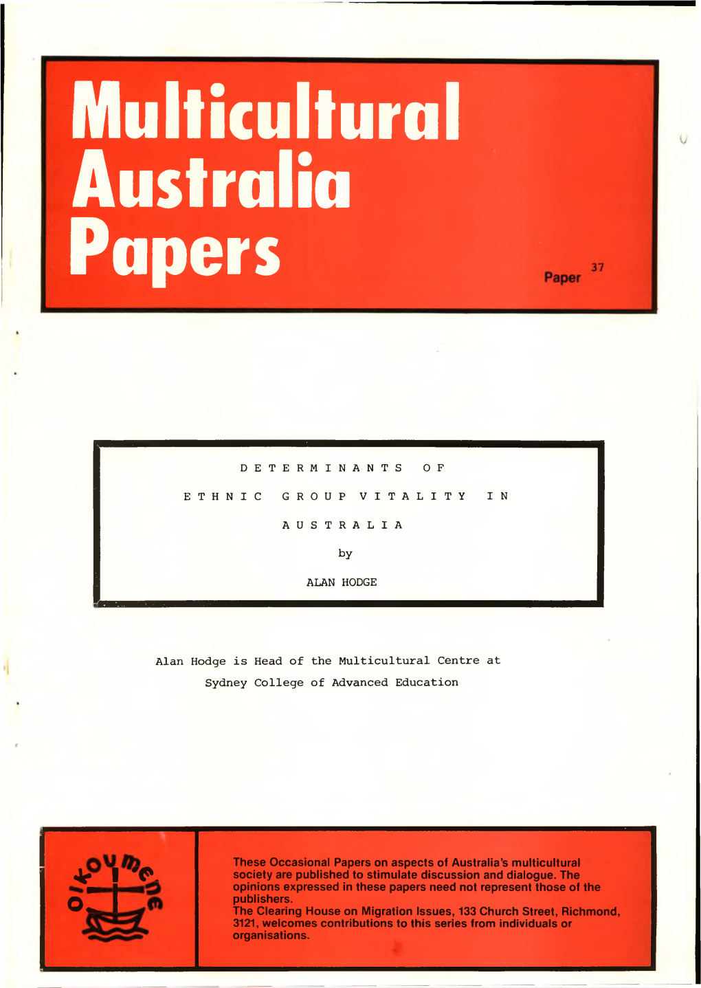 Multicultural Australia Papers