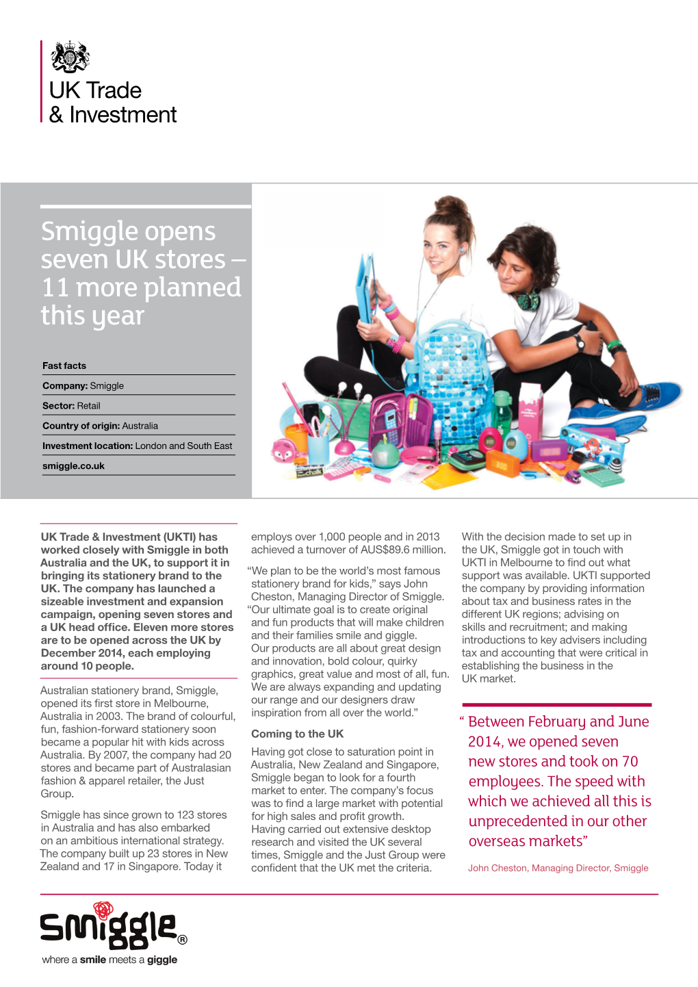 Smiggle Opens Seven UK Stores – 11 More Planned This Year