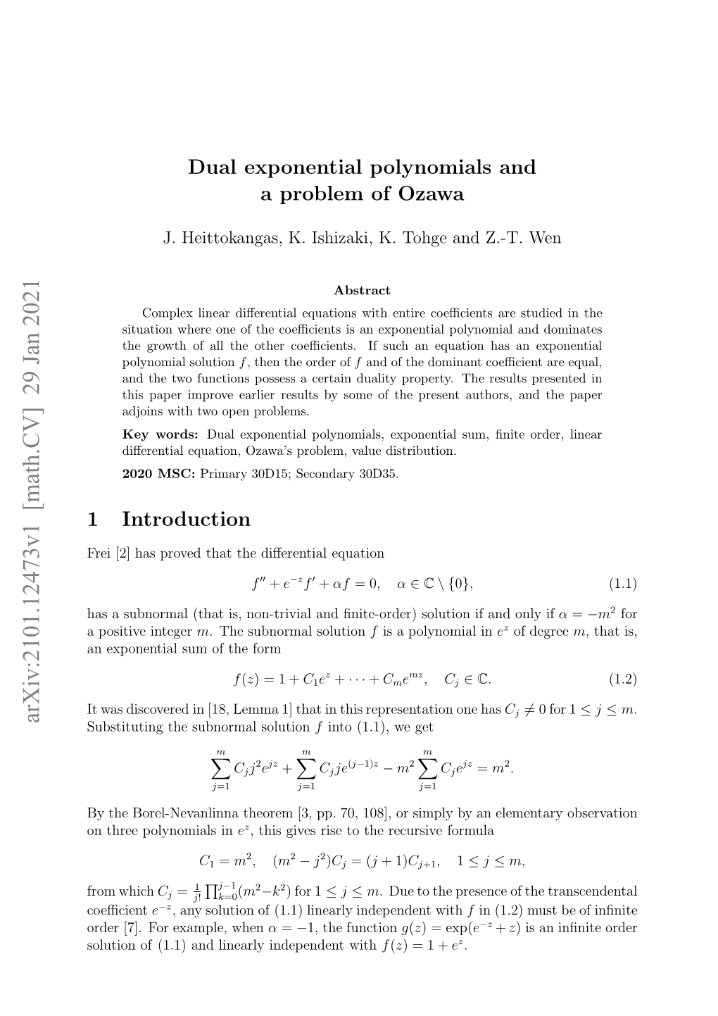 Dual Exponential Polynomials and a Problem of Ozawa 2
