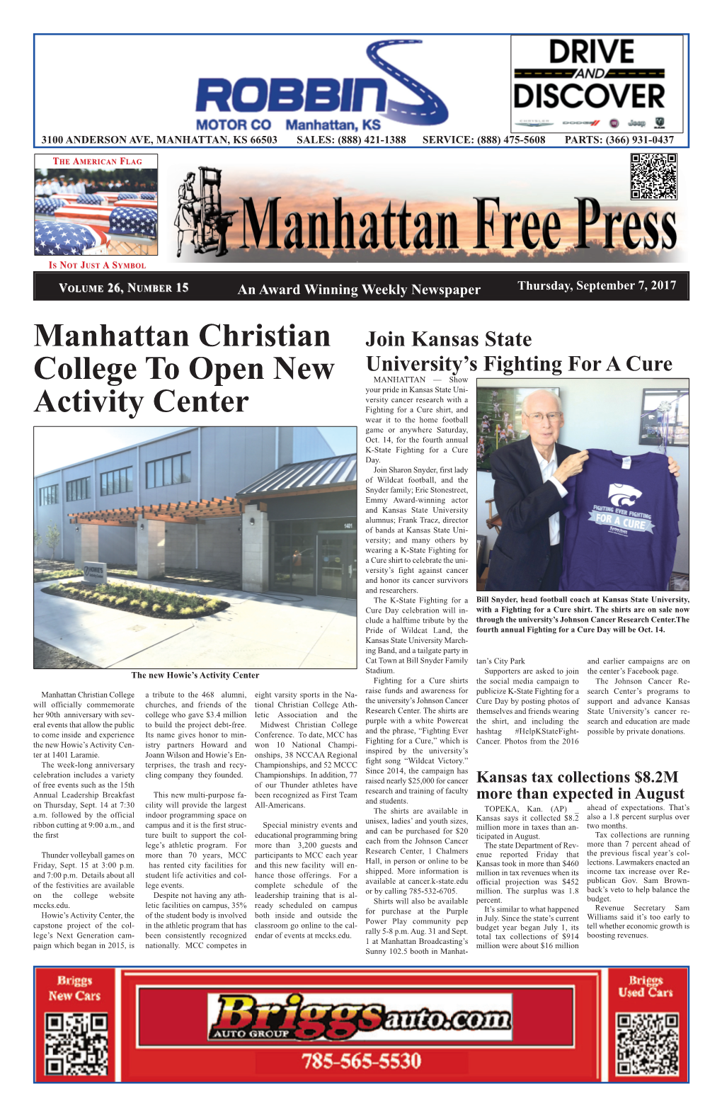 Manhattan Christian College to Open New Activity Center